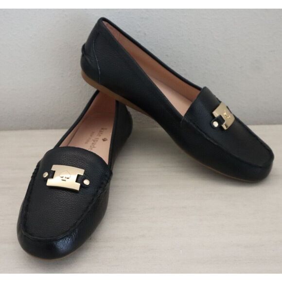 Kate Spade New York Women's Sz 8B Black Carmen Pebbled Leather Loafers $158 - Picture 1 of 9